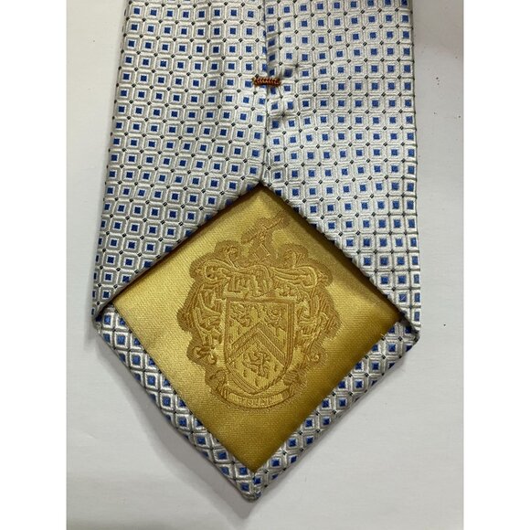 Donald J. Trump Signature Collection Silk Tie Silver & Blue Geometric Square - Picture 5 of 6